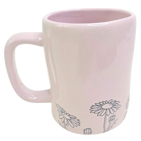 Rae Dunn "Happiness" Blush Pink Floral Ceramic Coffee Mug - Picture 2 of 5